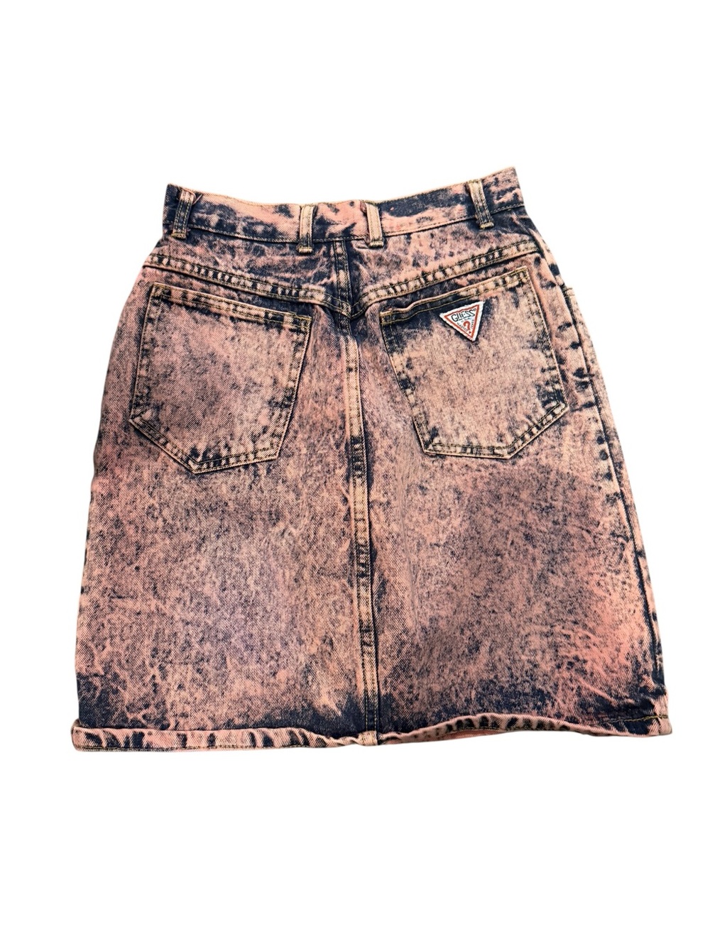 Guess Pink Acid-Wash Denim Mini Skirt